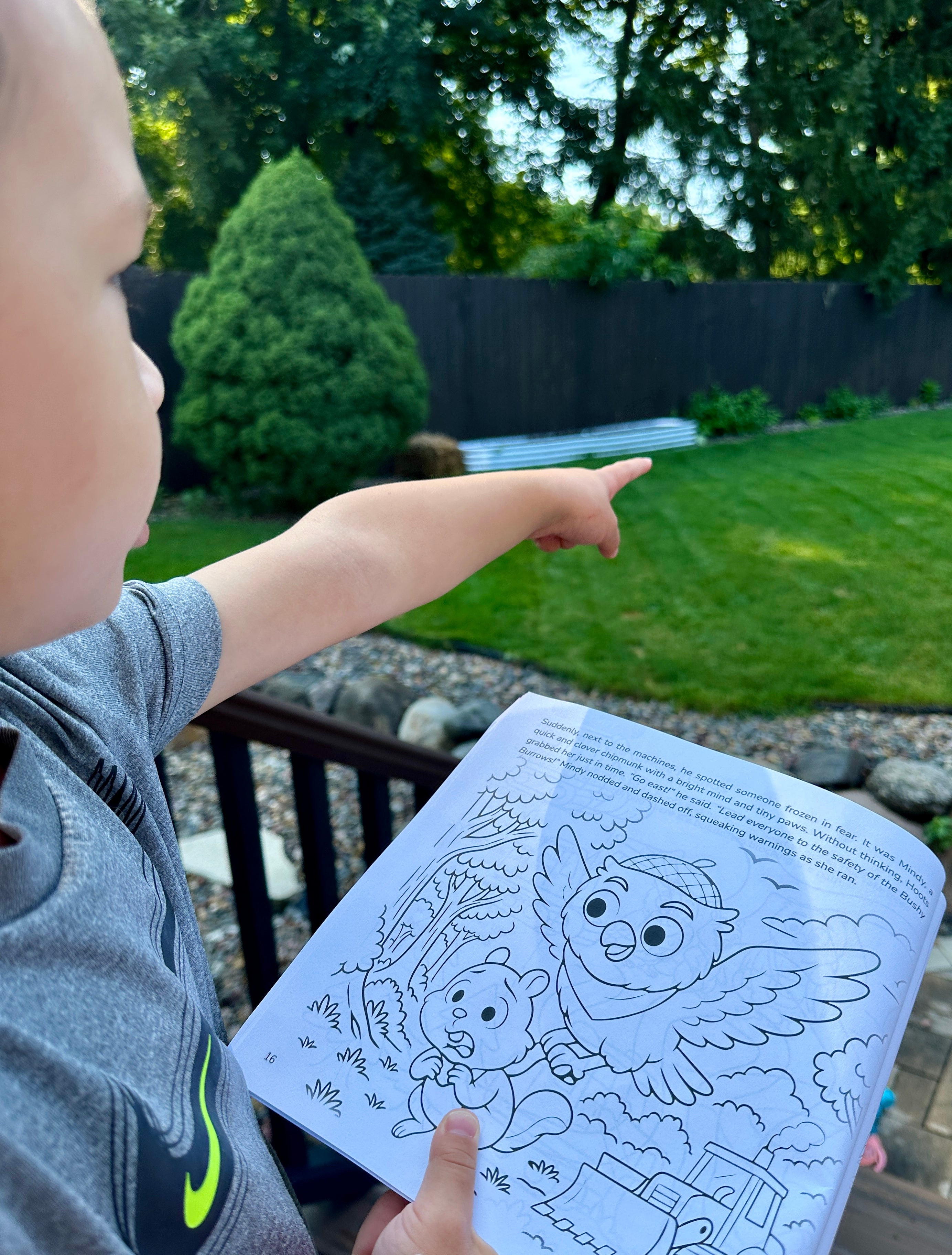 Kids spotting wildlife outside